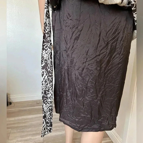 Suzi Chin Maggy Boutique 100% Silk Midi Dress Collared V Neck Size 10 with Belt - Picture 9 of 14